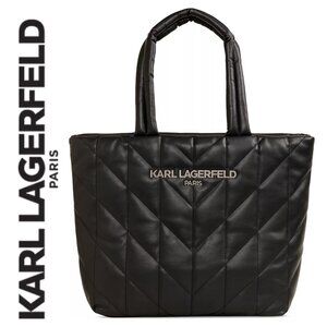 KARL LAGERFELD PARIS Black Voyage Large Quilted Tote with logo dust bag- NWT